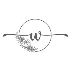 Obraz premium flowers frame Elegant Initial Letter Type w Logo Sign Symbol Icon