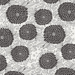 beautiful flowers doodle pattern design background
