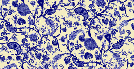 print a suitable size for a textile consisting of paisley and flowers