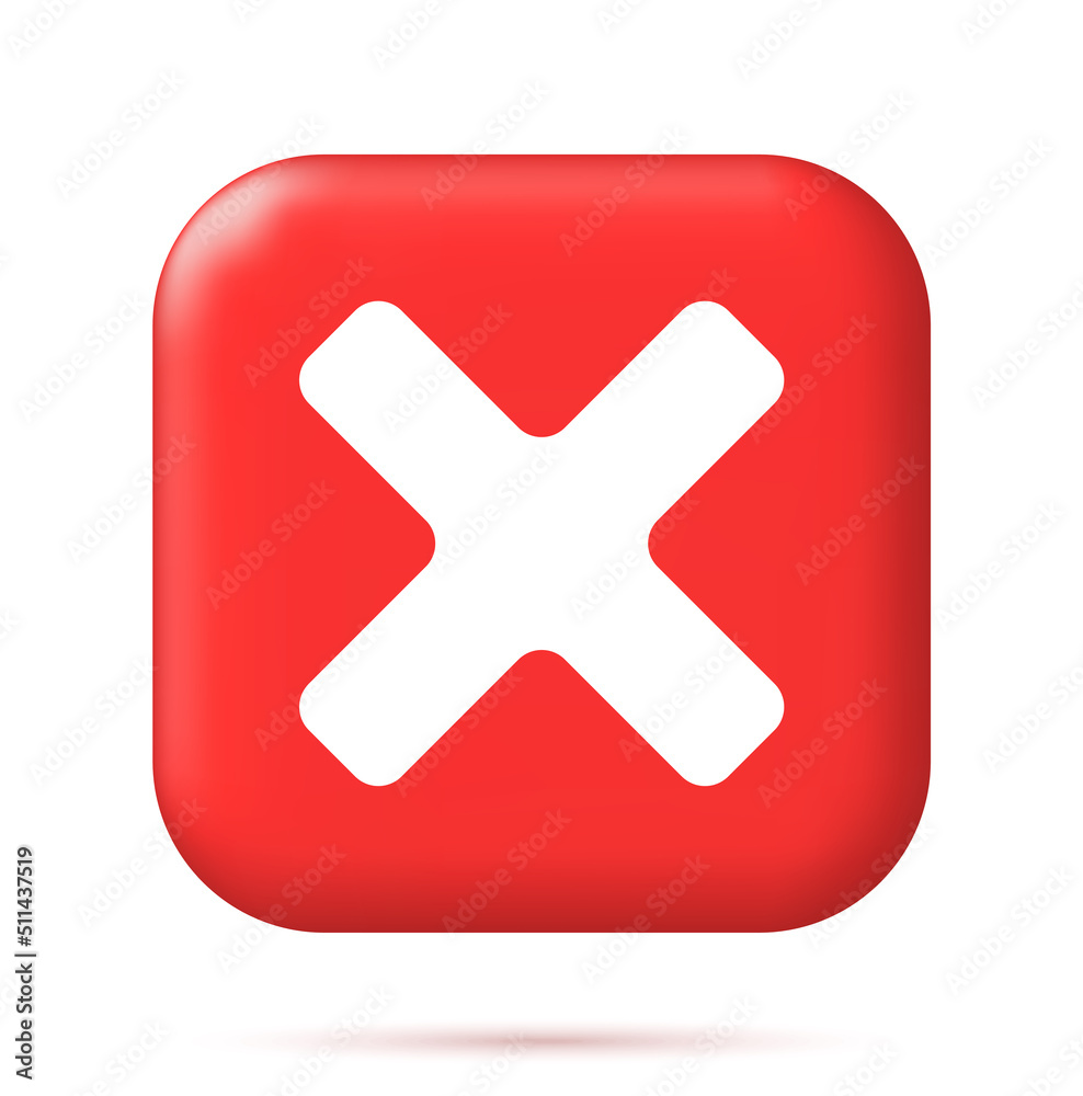 Poster 3d wrong button in square shape.