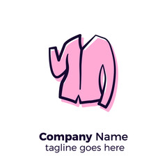 pink long sweater logo design icon vector illustration simple line