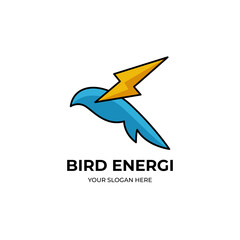 Bird flash flat logo template