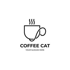 Cup coffee monoline style logo template
