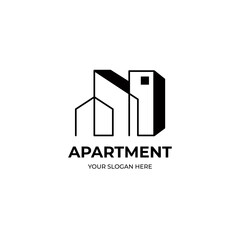 Apartment monoline style logo template