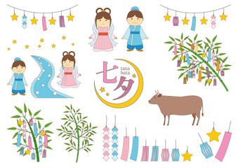 七夕イラスト_セット_主線あり