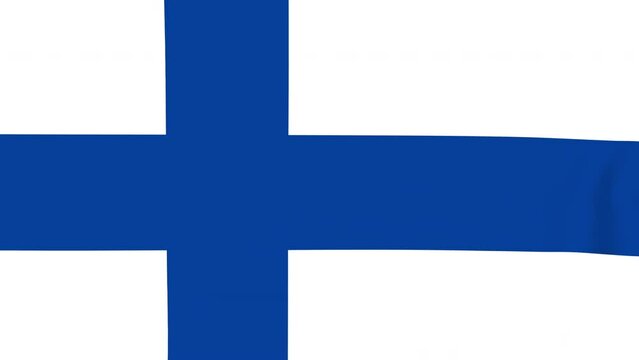 The national symbol of Finland flag  flutters in the wind.