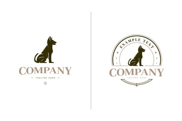 Dog logo with sitting dog illustration