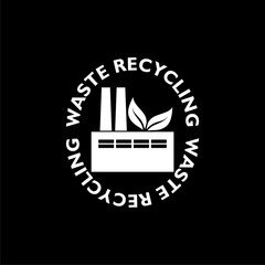 Waste recycling logo isolated on dark background