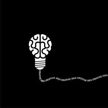 Creative idea light bulb logo isolated on dark background