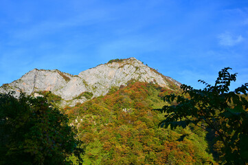 明星山　ヒスイ峡　白馬山麓国民休養地　白馬山麓県立自然公園　絶景　秋　紅葉　山並み　自然　糸魚川市