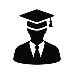 Graduate, graduation, education icon. Black vector graphics.