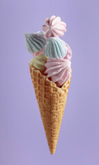 Meringue in a waffle cone.