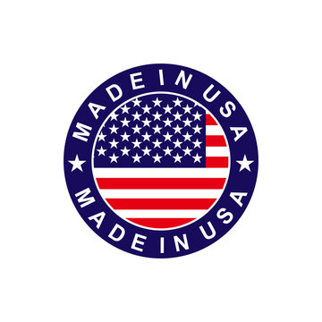 Made in USA sign. Round made in USA logo design