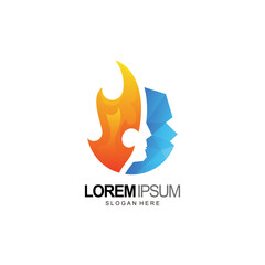 people logo, face with fire and ice template