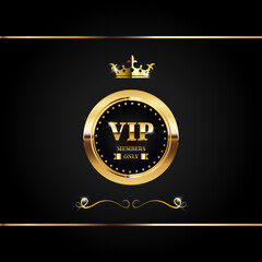 Premium VIP banner with gold elements and crown