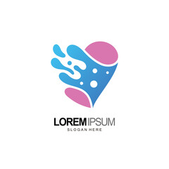 love logo, heart of water concept design