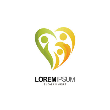 people logo, with love and leaf, family design