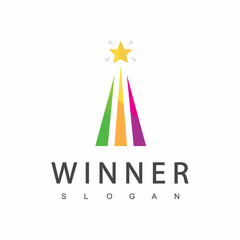 Winner Trophy Logo Template, Leadership And Competition Award Icon