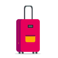 travel stroller suitcase bag isolated vector, luggage illustration that symbolize travelling and getting new emotions, suitcase  with pockets isolated on white background vector illustration