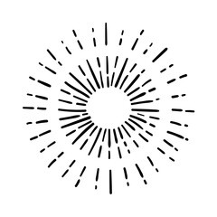Fototapeta premium Sunburst, explosion effects, vintage doodle isolated on white background