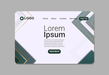 Naklejka premium Abstract Shapes with Golden Lines Landing Page Design Template