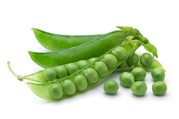 Fresh peas on white