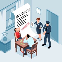 Isometric Poverty Debt Illustration