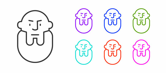 Black line Viking head icon isolated on white background. Set icons colorful. Vector