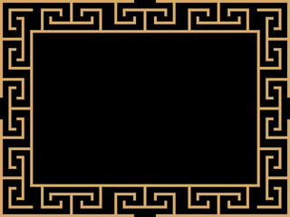 Art deco frame. Vintage linear border. Design a template for invitations, leaflets and greeting cards. Geometric golden frame. The style of the 1920s - 1930s. Vector illustration