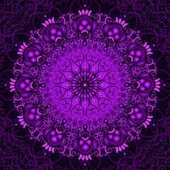 Dark purple calligraphy round pattern. Vector eps 10