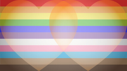 Background with colorful stripes and hearts.