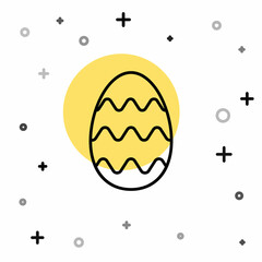 Black line Easter egg icon isolated on white background. Happy Easter. Random dynamic shapes. Vector