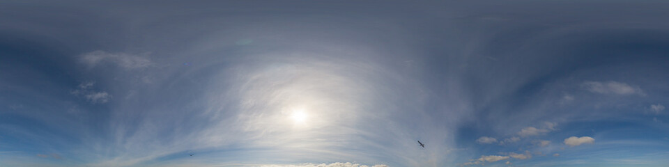 Sky panorama with Cirrus clouds in Seamless spherical equirectangular format. Full zenith for use...