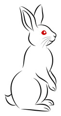 年賀状素材 卯年 二本足で立っているウサギ 絵筆で描いた墨絵風のお洒落なイラスト ベクター
New Year greeting card material: Year of the Rabbit. Rabbit standing on two legs. Stylish ink painting style illustrations drawn with a paintbrush. Vector