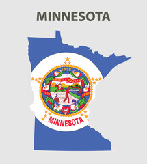 State with a flag. Minnesota, USA.