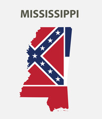 State with a flag. Mississippi, USA.