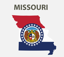 State with a flag. Missouri, USA.