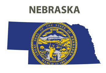 State with a flag. Nebraska, USA.