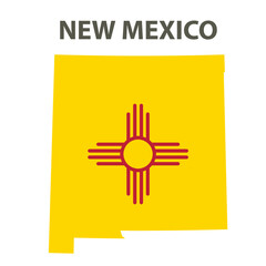 State with a flag. New Mexico, USA.