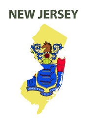 State with a flag. New Jersey, USA.