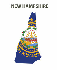 State with a flag. New Hampshire, USA.