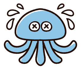 嫌がっているクラゲのキャラクター