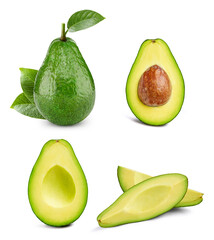 Avocado set isolated on white background