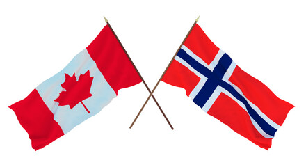 Background for designers, illustrators. National Independence Day. Flags Canada and  Bouvet island