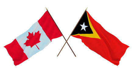 Background for designers, illustrators. National Independence Day. Flags Canada and  East Timor