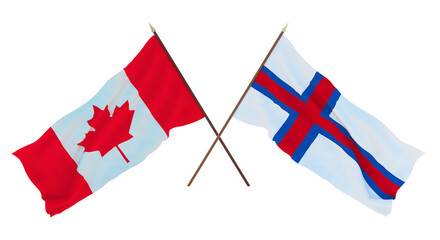 Background for designers, illustrators. National Independence Day. Flags Canada and  Faroe islands