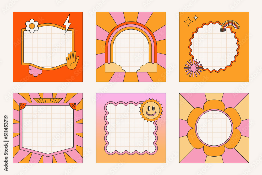 Poster Vector set of design elements, patches and stickers with copy space for text - abstract background elements for branding, packaging, prints and social media posts