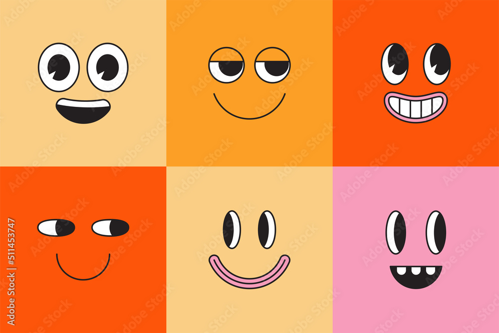 Poster vector illustration in simple linear style - design templates and stickers - hippie, happy and groov