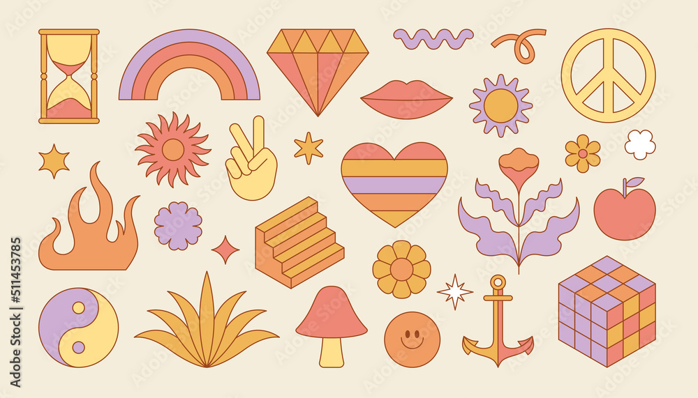 Poster Vector set of design elements, patches and stickers - abstract background elements for branding, packaging, prints and social media posts