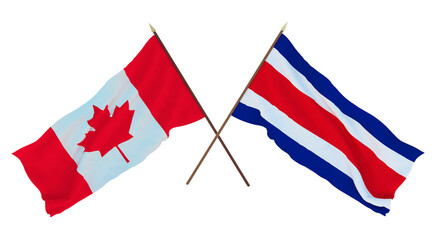 Background for designers, illustrators. National Independence Day. Flags Canada and  Thailand